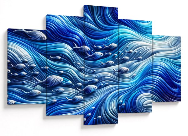 Kép – Halak a hullámokban (150x105 cm)
