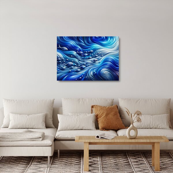 Üveg kép – Halak a hullámokban (70x50 cm)