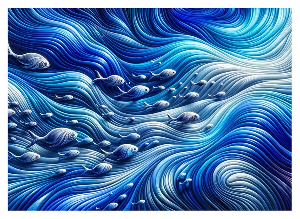 Kép – Halak a hullámokban (70x50 cm)
