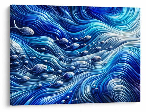 Kép – Halak a hullámokban (70x50 cm)
