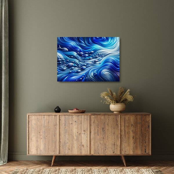 Üveg kép – Halak a hullámokban (70x50 cm)