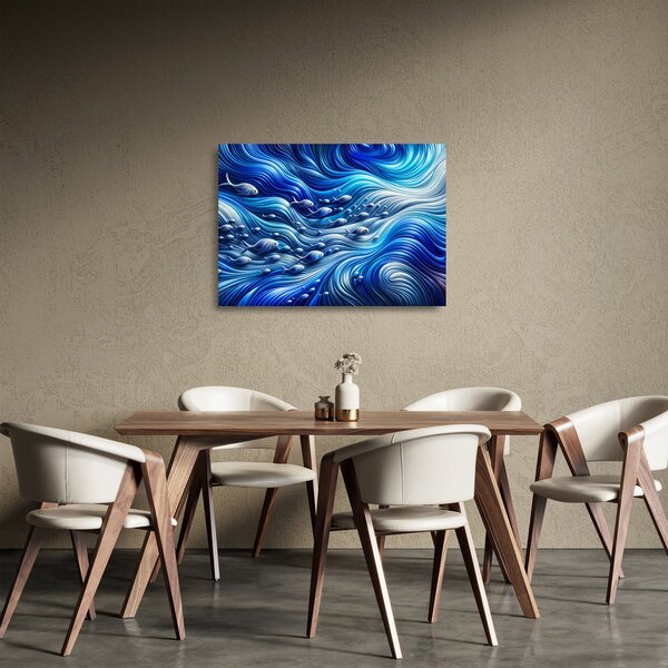 Üveg kép – Halak a hullámokban (70x50 cm)