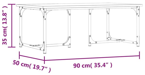 Fekete szerelt fa dohányzóasztal 90x50x35 cm