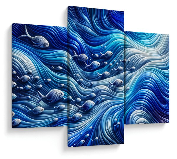 Kép – Halak a hullámokban (90x60 cm)