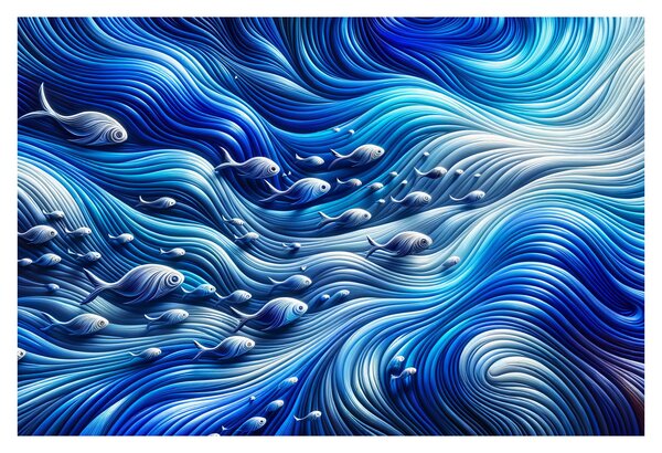 Kép – Halak a hullámokban (90x60 cm)