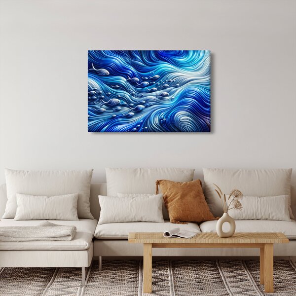 Kép – Halak a hullámokban (90x60 cm)