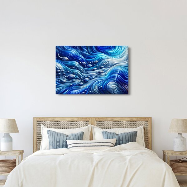 Kép – Halak a hullámokban (90x60 cm)