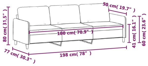 3 személyes sötétszürke szövet kanapé 180 cm
