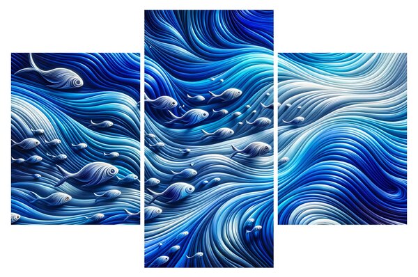 Kép – Halak a hullámokban (90x60 cm)