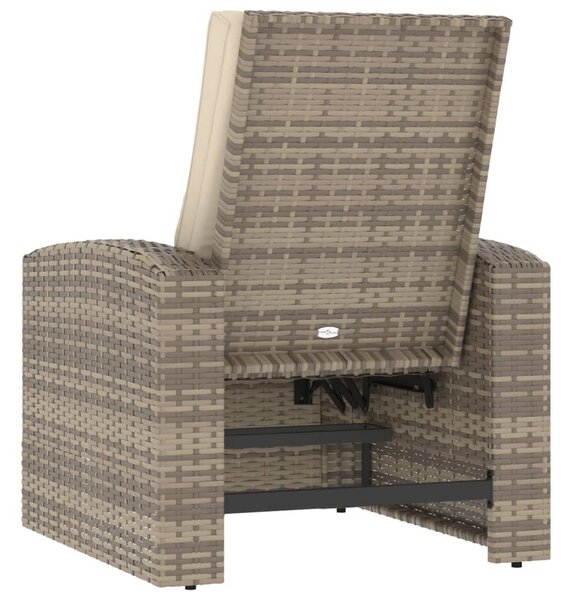 Világosbarna polyrattan dönthető kerti szék párnákkal