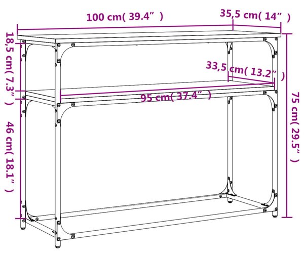 Füstös tölgy színű szerelt fa tálalóasztal 100x35,5x75 cm