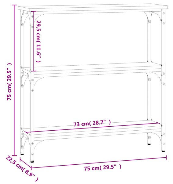 Fekete szerelt fa tálalóasztal 75x22,5x75 cm