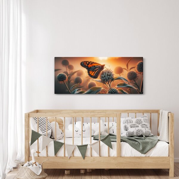 Kép – Pillangó a lenyugvó napban (120x50 cm)