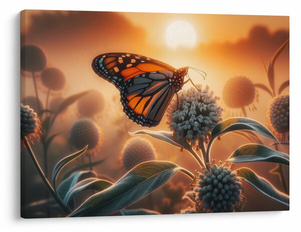 Kép – Pillangó a lenyugvó napban (70x50 cm)