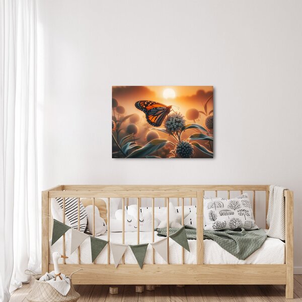 Kép – Pillangó a lenyugvó napban (70x50 cm)