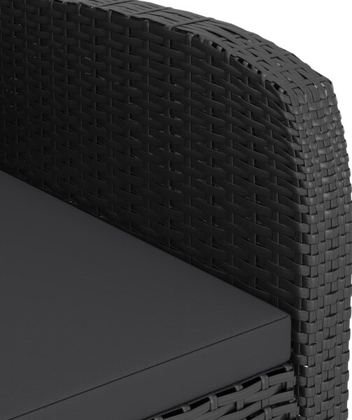 11 részes fekete polyrattan kültéri étkezőszett párnákkal