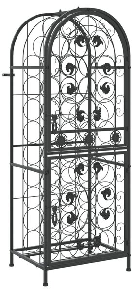Fekete kovácsoltvas bortartó 41 palackhoz 45 x 36 x 120 cm