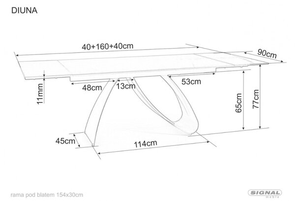 Diuna bővíthető étkezőasztal kerámia 160-240 cm