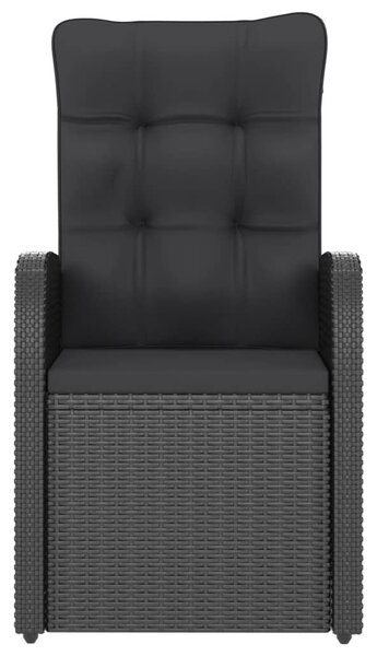 9 részes fekete polyrattan kültéri étkezőszett párnákkal