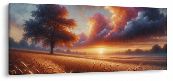 Kép – Naplemente a mezőn (120x50 cm)
