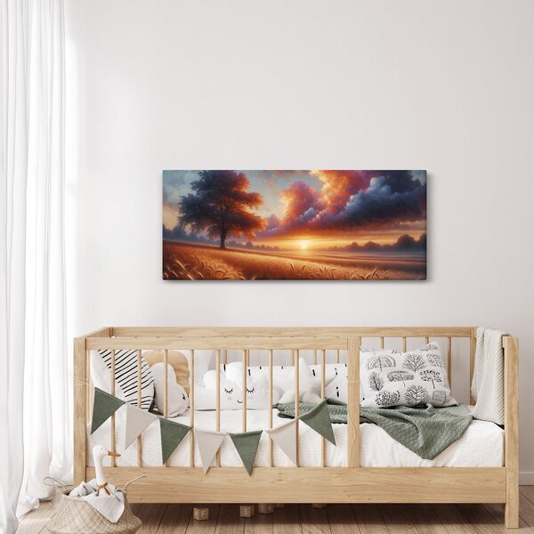 Kép – Naplemente a mezőn (120x50 cm)