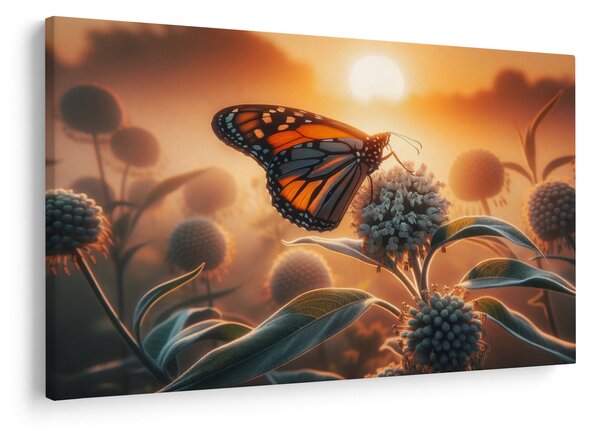 Kép – Pillangó a lenyugvó napban (90x60 cm)