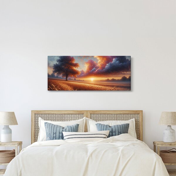 Kép – Naplemente a mezőn (120x50 cm)