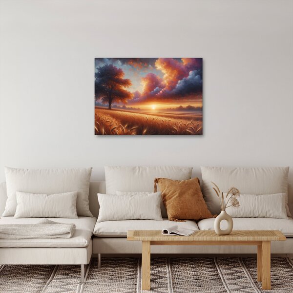 Kép – Naplemente a mezőn (70x50 cm)