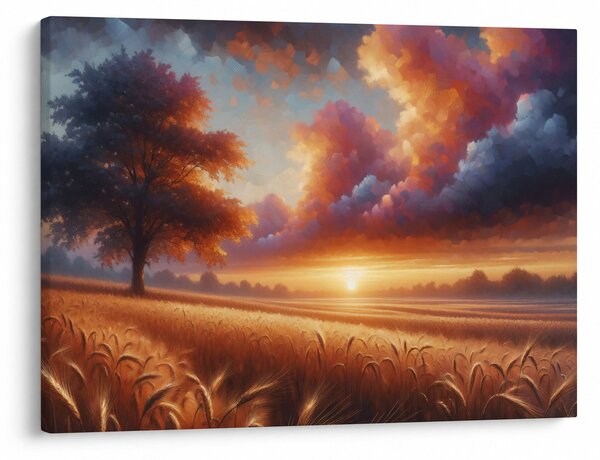 Kép – Naplemente a mezőn (70x50 cm)