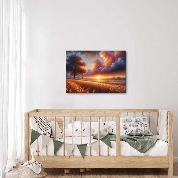Kép – Naplemente a mezőn (70x50 cm)