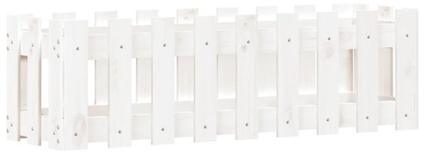 Fehér tömör fenyőfa kerti magaságyás kerítéssel 100x30x30 cm