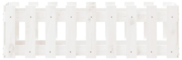 Fehér tömör fenyőfa kerti magaságyás kerítéssel 100x30x30 cm