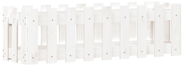 Fehér tömör fenyőfa kerti magaságyás kerítéssel 100x30x30 cm