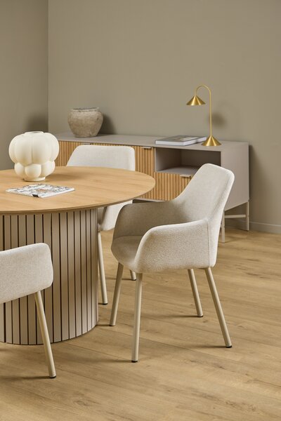 MAZZONI EXPORT VERA Bézs (Apia 453 szövet) / szürke-bézs váz (cashmere) - MODERN KÁRPITOZOTT CHENILLE KAGYLÓSZÉK STÍLUSÚ NAPPALIBA/ÉTKEZŐBE