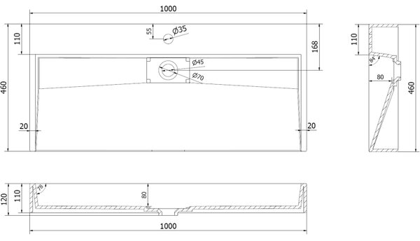 Mexen Ava, mosogató konglomerátum tetején 1/O 100 x 46 cm, fekete matt, 23011071