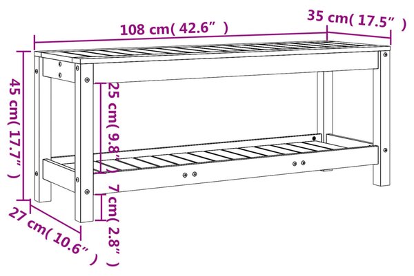 Fekete tömör fenyőfa kerti pad 108x35x45 cm