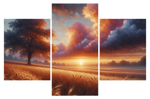Kép – Naplemente a mezőn (90x60 cm)