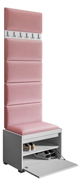 Z0ND0 Előszoba bútor Kendora 60 (6 db Pazara 60x30-as kárpitozott fali panelekkel) (öko-bőr soft 011 + fekete). 1054012