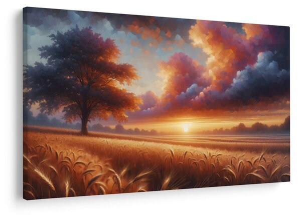 Kép – Naplemente a mezőn (90x60 cm)