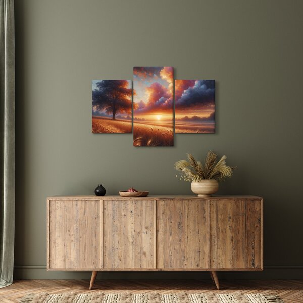 Kép – Naplemente a mezőn (90x60 cm)