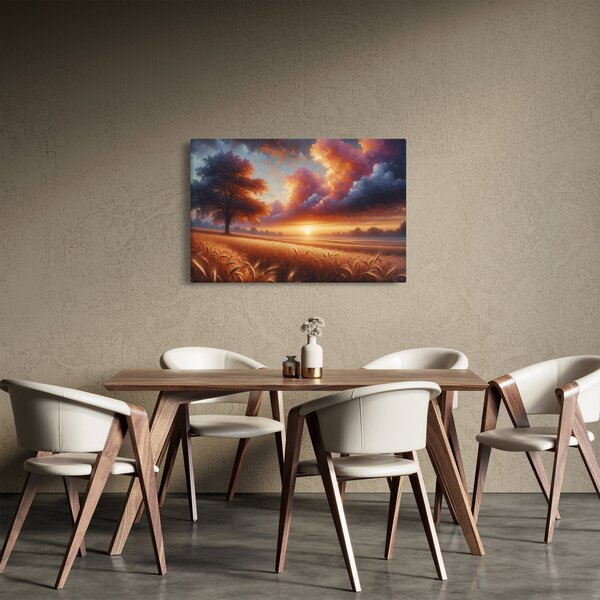 Kép – Naplemente a mezőn (90x60 cm)