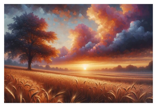 Kép – Naplemente a mezőn (90x60 cm)