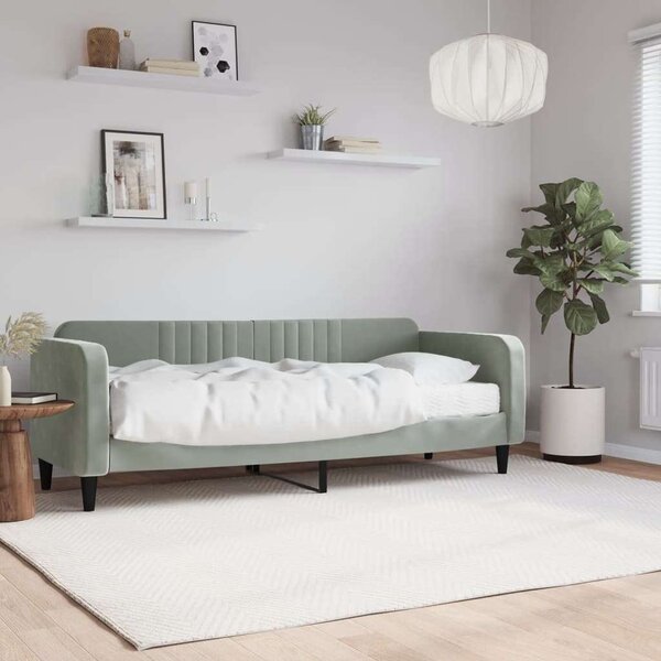 VidaXL világosszürke bársony kanapéágy matraccal 80 x 200 cm