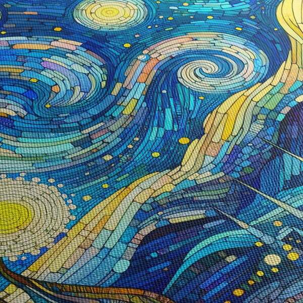Kép – Csillagos éjszaka mozaikja (90x60 cm)