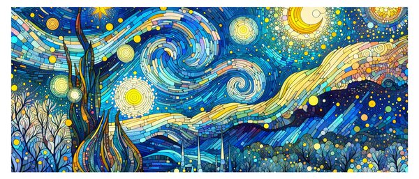 Kép – Csillagos éjszaka mozaikja (120x50 cm)