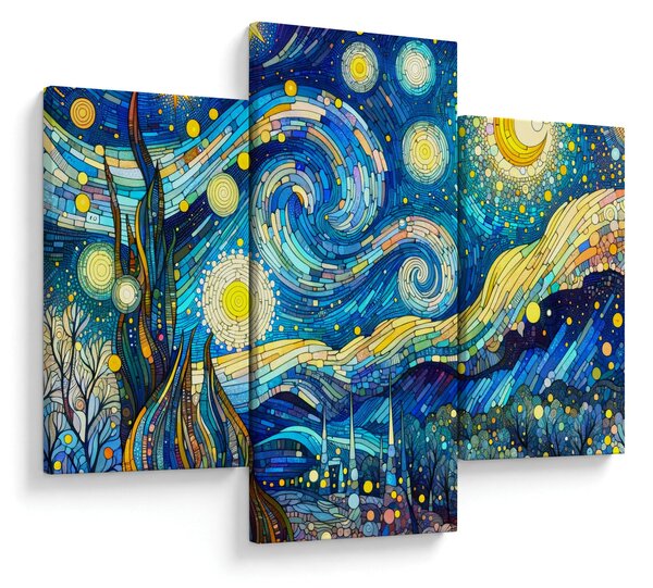Kép – Csillagos éjszaka mozaikja (90x60 cm)