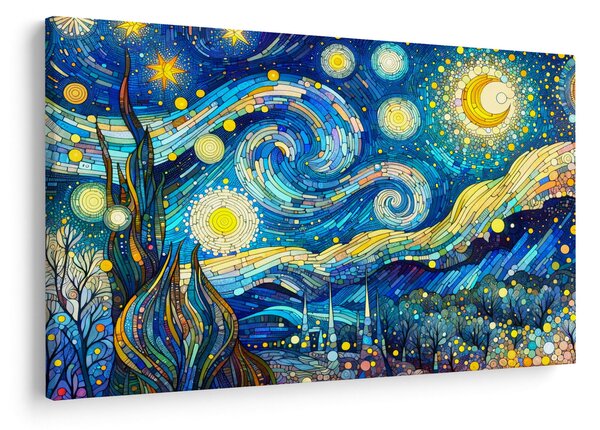 Kép – Csillagos éjszaka mozaikja (90x60 cm)