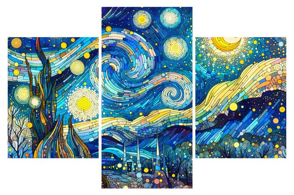 Kép – Csillagos éjszaka mozaikja (90x60 cm)