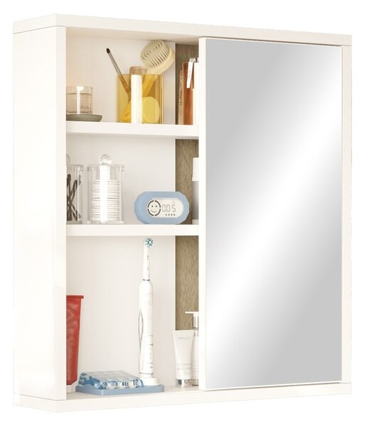 Fürdőszoba szekrény tükörrel, Bagno Pako World, fehér, 60x14x63 cm