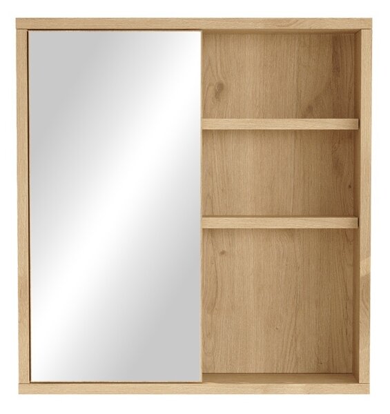 Fürdőszoba szekrény tükörrel, Bagno Pako World, natúr, 60x14x63 cm
